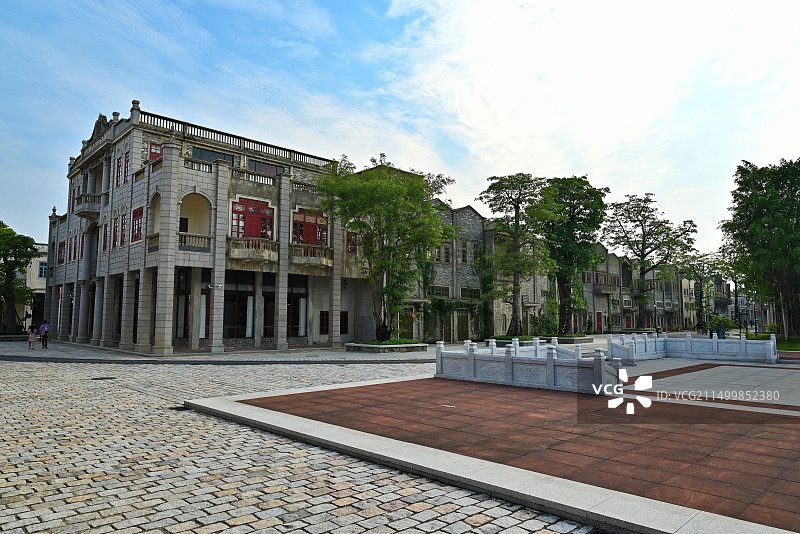江门市开平赤坎古镇，侨乡之魂，中西合璧古韵悠长图片素材