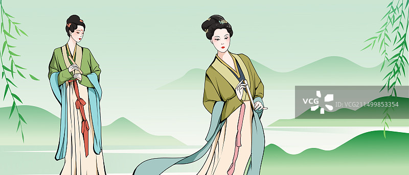 中国风女性插画图片素材