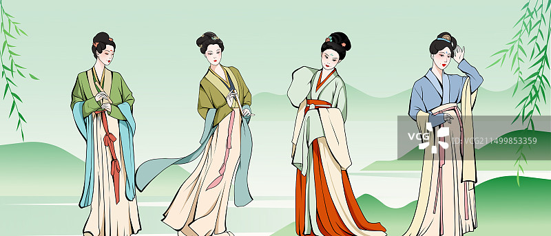 中国风女性插画图片素材