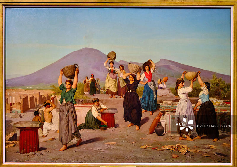 法国巴黎奥赛博物馆，《庞贝古城挖掘》展览，爱德华·赛恩图片素材