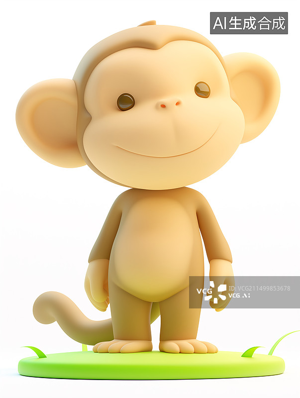 【AI数字艺术】3D，可爱，小猴，玩具，玩偶，萌宠图片素材