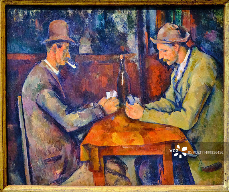 法国巴黎奥赛博物馆保罗·塞尚《玩牌者》图片素材