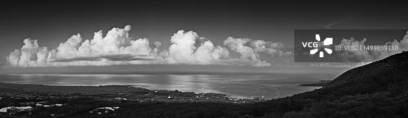 美国夏威夷Kealakekua海湾上的积云全景图片素材