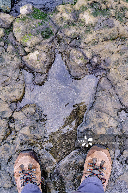 英国苏格兰斯凯岛：安科兰的侏罗纪恐龙足迹图片素材