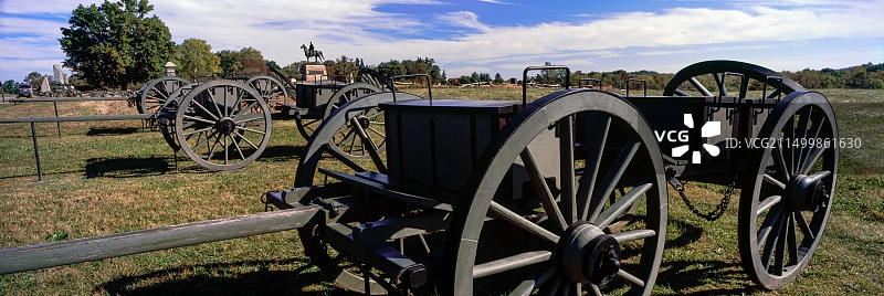 美国宾夕法尼亚州葛底斯堡国家军事公园的火炮图片素材