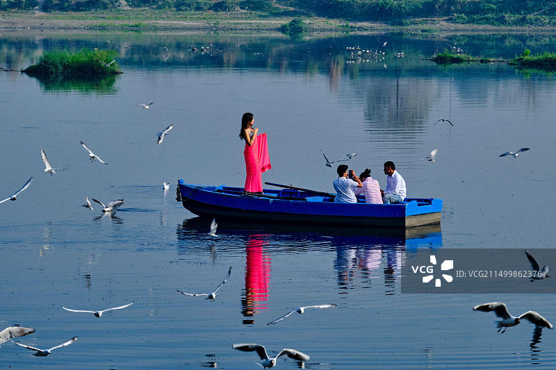 印度新德里亚穆纳河游船图片素材