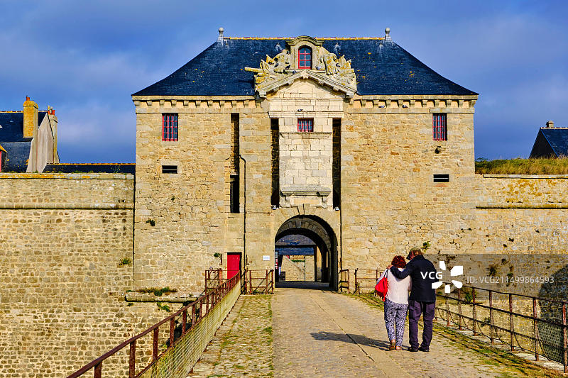 法国莫尔比昂省路易港：由沃邦改建的路易港城堡，洛里昂港入口，博物馆图片素材