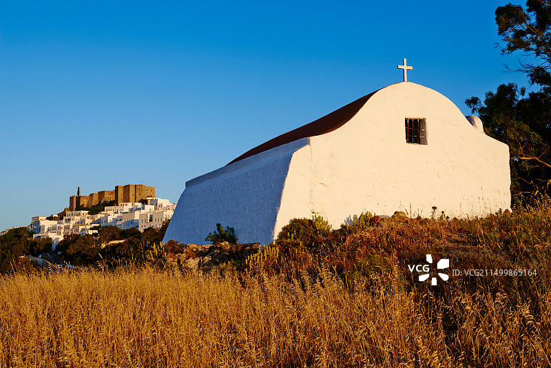 希腊多德卡尼斯群岛帕特莫斯岛：圣约翰修道院，联合国教科文组织世界遗产图片素材