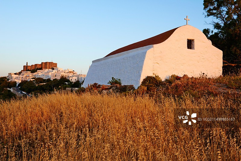 希腊多德卡尼斯群岛帕特莫斯岛：圣约翰修道院，联合国教科文组织世界遗产图片素材