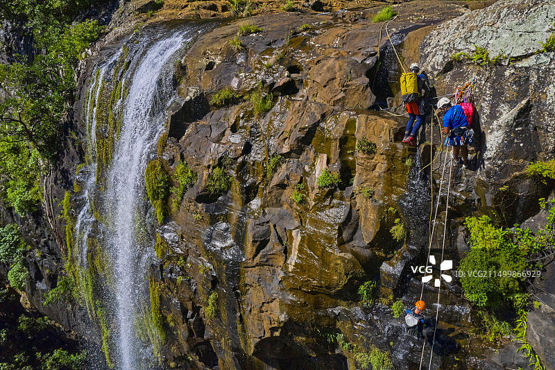毛里求斯威廉平原区塔马兰河七瀑布攀登图片素材