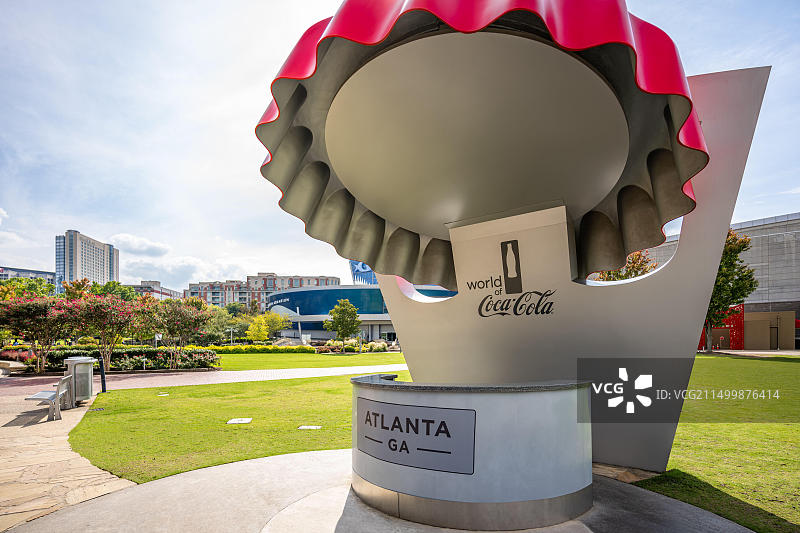 美国佐治亚州亚特兰大市可口可乐世界博物馆的瓶盖开启器信息亭图片素材