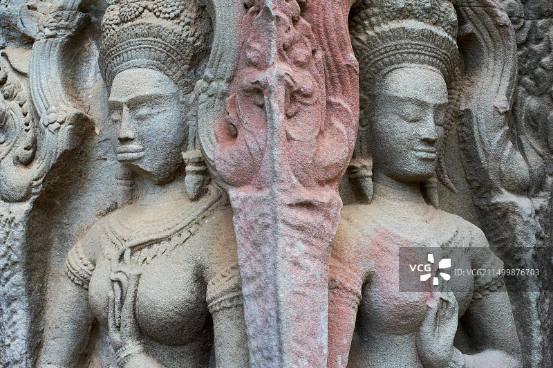 东南亚柬埔寨暹粒省吴哥遗址：联合国教科文组织世界遗产茶胶寺图片素材