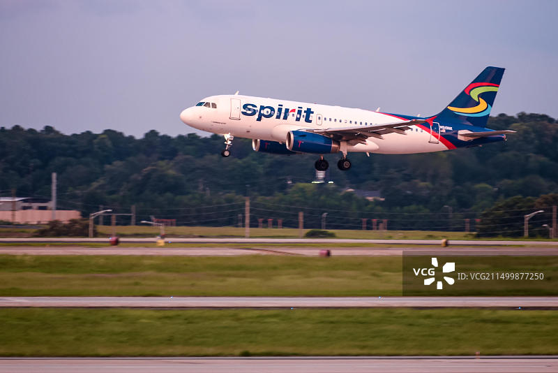 美国佐治亚州亚特兰大哈茨菲尔德-杰克逊亚特兰大国际机场的精神航空客机图片素材