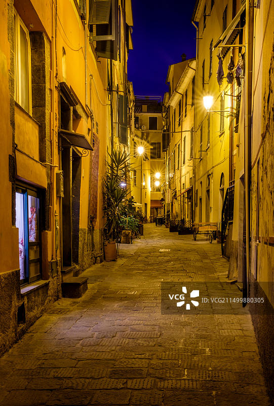 意大利蒙特罗索阿尔马雷五渔村夜景图片素材