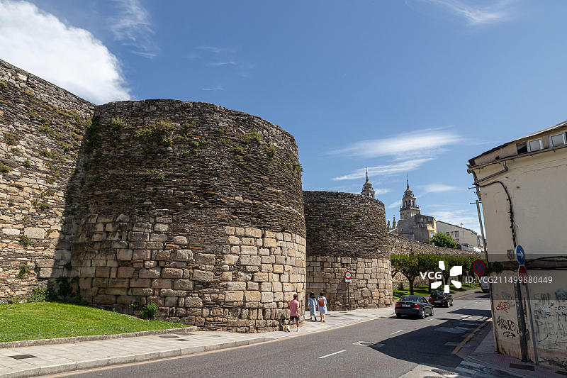 西班牙卢戈：古罗马城市卢库斯·奥古斯蒂的城墙，加利西亚的世界遗产图片素材