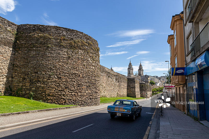 西班牙卢戈：古罗马城市卢库斯·奥古斯蒂的城墙，加利西亚的世界遗产图片素材