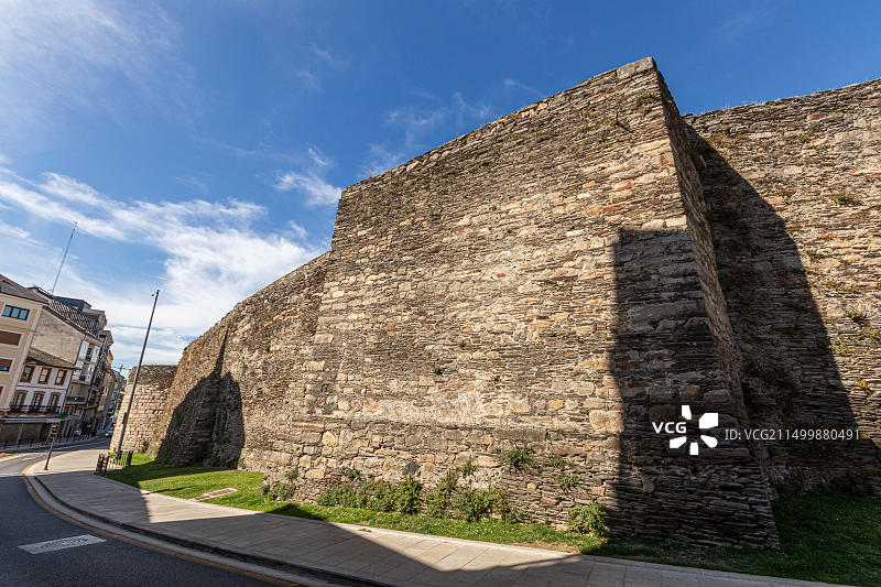 西班牙卢戈：古罗马城市卢库斯·奥古斯蒂的城墙，加利西亚的世界遗产图片素材