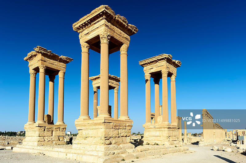 叙利亚古城巴尔米拉四柱门图片素材