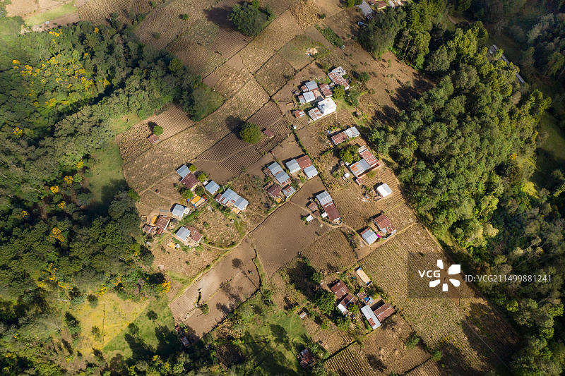 危地马拉西部高地小镇鸟瞰，中美洲图片素材
