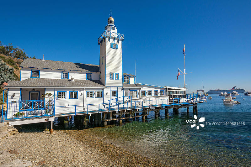 加利福尼亚州卡塔利娜岛阿瓦隆港卡塔利娜岛游艇俱乐部（建于1924年）图片素材