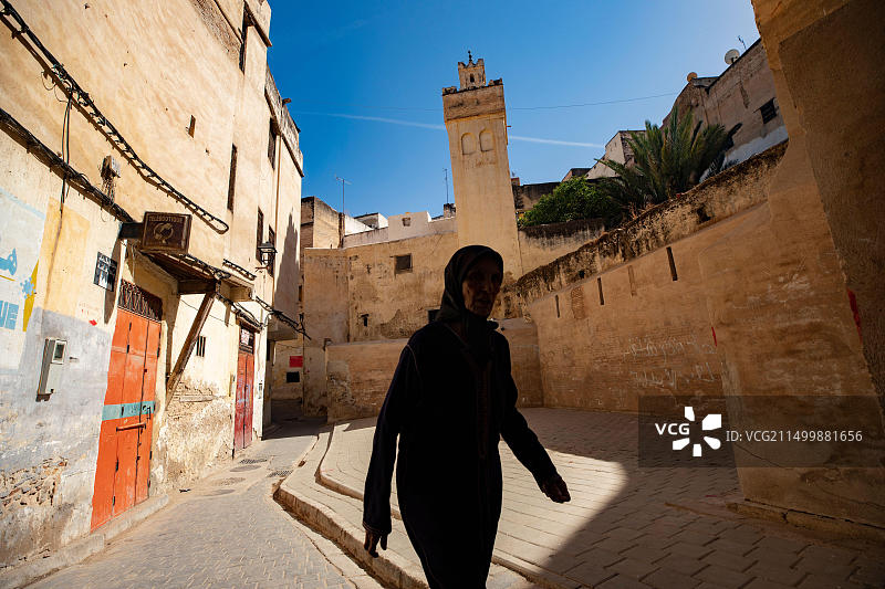 摩洛哥非斯麦地那的狭窄小巷和步行街图片素材