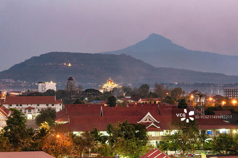 老挝巴色湄公河背景暮光图片素材