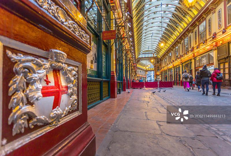 伦敦Leadenhall市场的内部景观图片素材