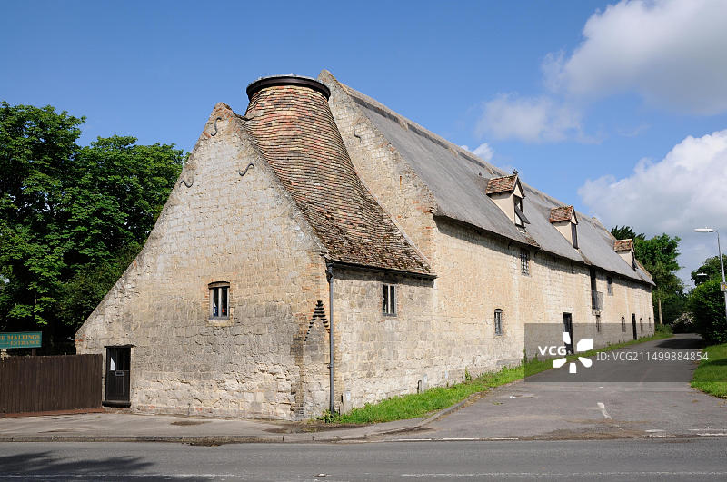 剑桥郡伯韦尔高街麦芽厂旧址，建于约1720年，位于高街和曼德街的拐角处，已得到精心修复图片素材