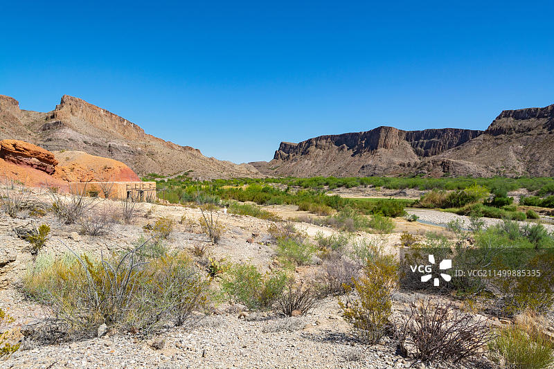 德克萨斯州,大弯牧场州立公园,格兰德河拉吉塔斯附近的Contrabando电影拍摄地图片素材