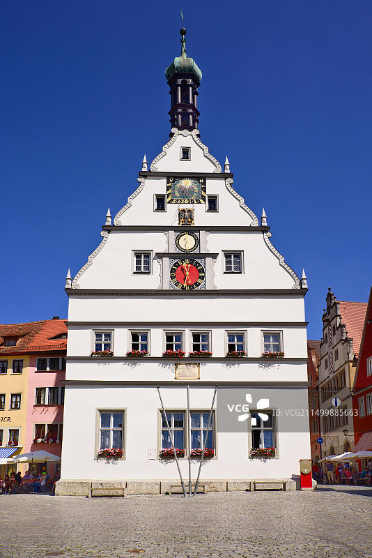 德国巴伐利亚州陶伯河上游罗滕堡，市集广场，议员酒馆图片素材