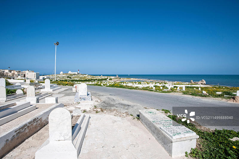 在海边的墓地，马赫迪亚，突尼斯图片素材