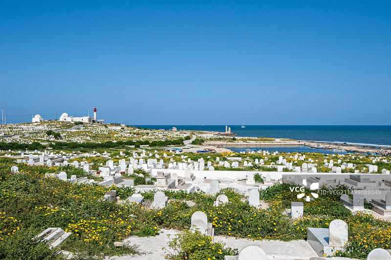 在海边的墓地，马赫迪亚，突尼斯图片素材