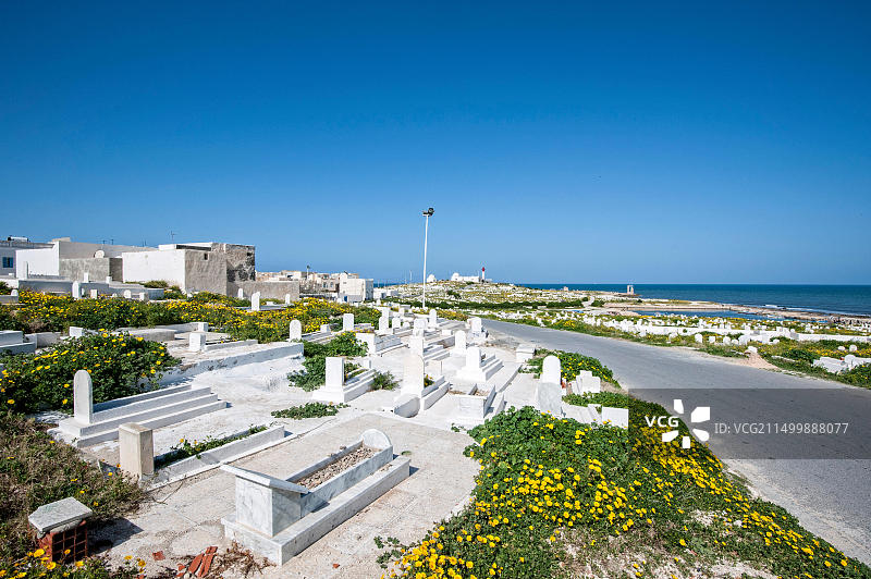 在海边的墓地，马赫迪亚，突尼斯图片素材