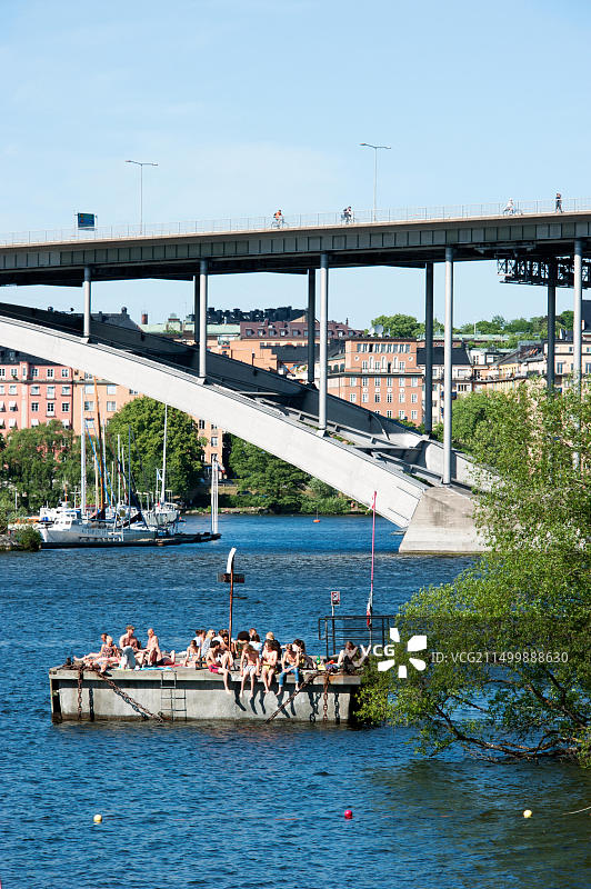 朗霍尔门海滩的游客图片素材