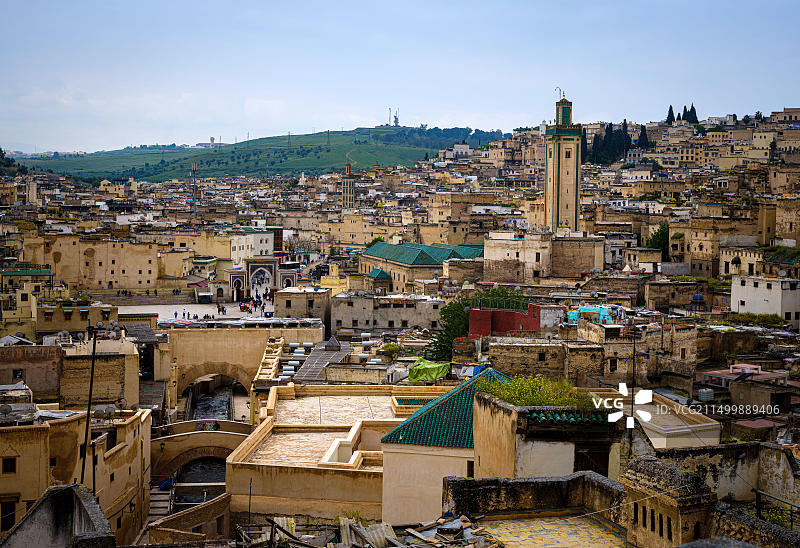 摩洛哥非斯：非斯旧城区屋顶景观图片素材
