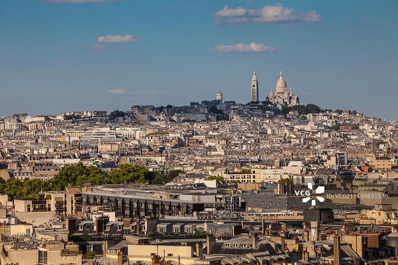 从凯旋门看到的蒙马特和巴黎圣心大教堂景色，法国，欧洲图片素材