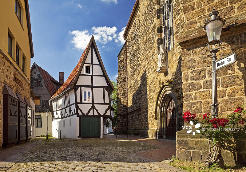 德国明登老城温德洛赫的半木结构房屋图片素材