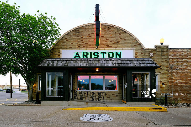 美式餐馆，阿里斯顿餐厅，美国伊利诺伊州利奇菲尔德图片素材