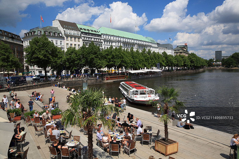 阿尔斯特湖畔咖啡馆图片素材