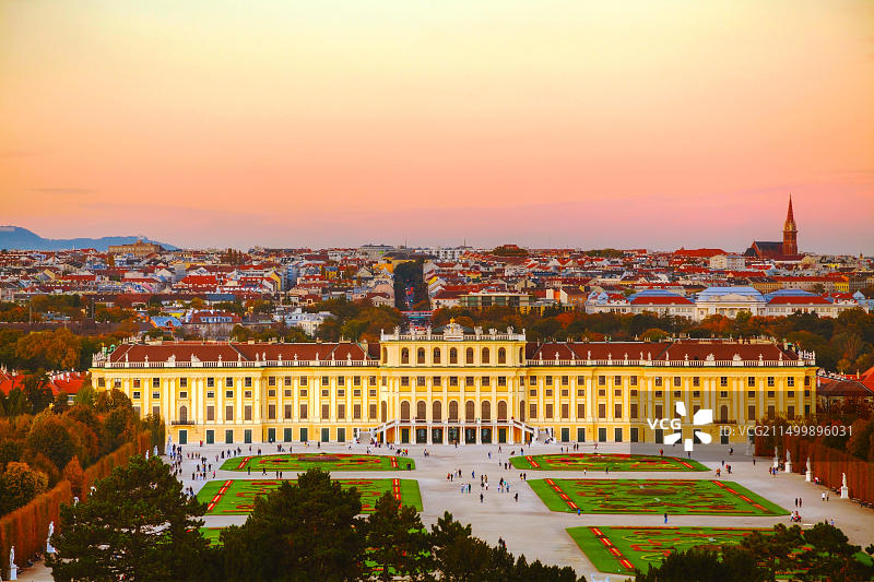 维也纳美泉宫日落景观（2014年10月19日）图片素材