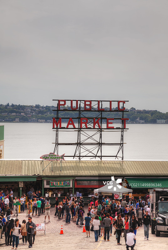 西雅图著名的派克市场。市场于1907年8月17日开放。图片素材