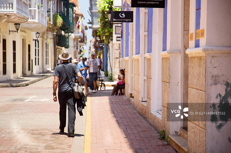 哥伦比亚卡塔赫纳老街：2015年9月13日图片素材