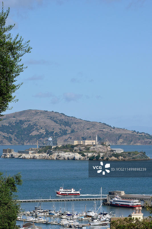 美国加利福尼亚州旧金山湾的恶魔岛监狱图片素材