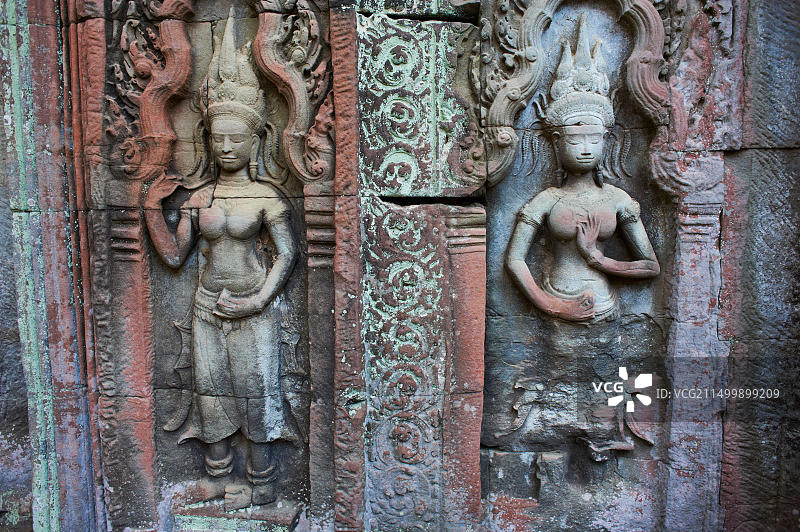 东南亚柬埔寨暹粒省吴哥遗址：联合国教科文组织世界遗产茶胶寺图片素材