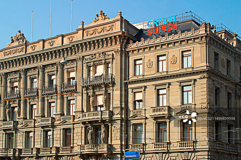苏黎世阅兵广场瑞士信贷银行图片素材