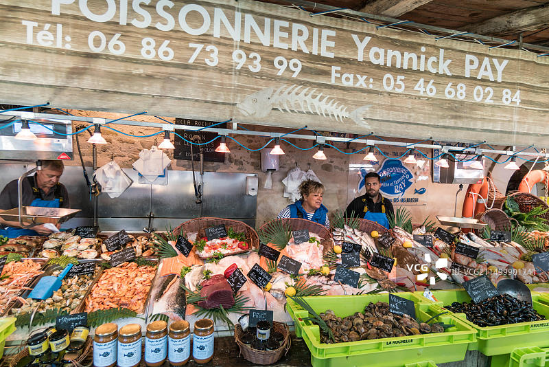 鱼市场、海鲜、雷岛、新阿基坦、法国西海岸图片素材