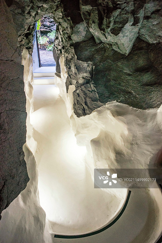 塞萨尔·曼里克之家熔岩通道,曼里克基金会博物馆,兰萨罗特岛,加那利群岛,西班牙图片素材