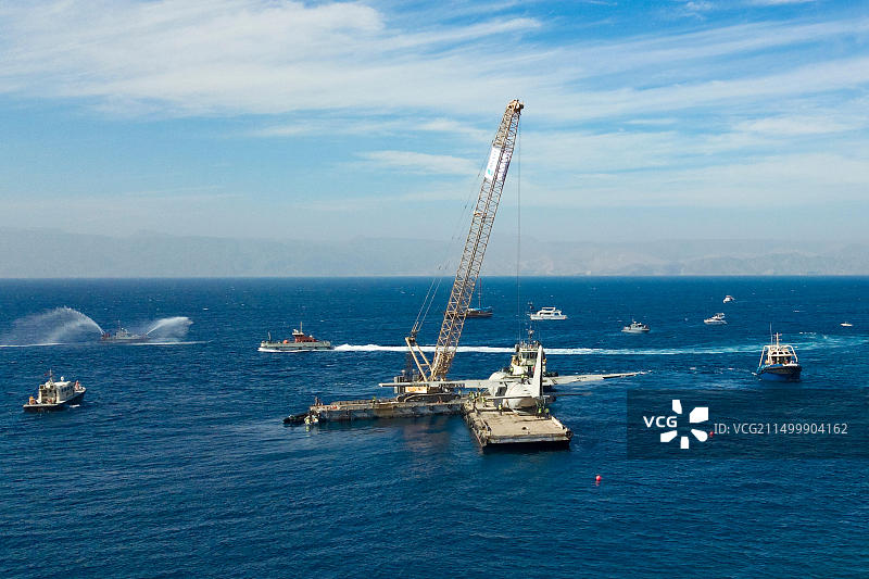 C-130大力神运输机亚喀巴潜水点水下残骸（约旦，亚洲）图片素材