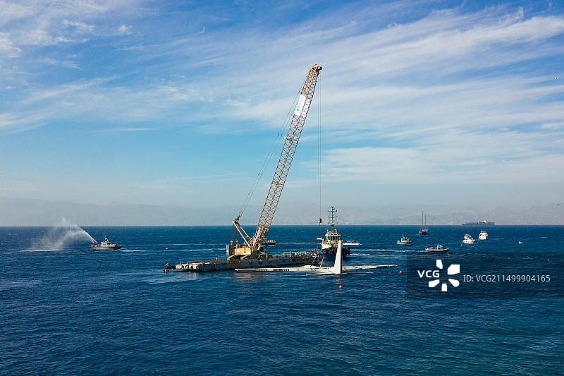 C-130大力神运输机亚喀巴潜水点水下残骸（约旦，亚洲）图片素材