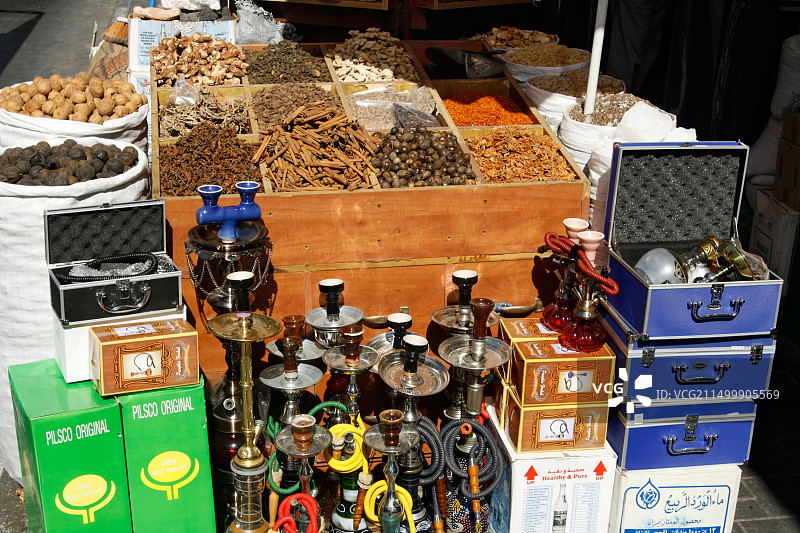 迪拜德伊勒香料市场水烟管图片素材